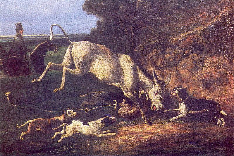 unknow artist Donkey Attacked by Staffords Spain oil painting art